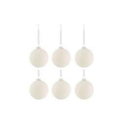 Scatola di 6 palline di Natale in vetro bianco 8x8x8 cm