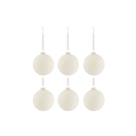 Scatola di 6 palline di Natale in vetro bianco 8x8x8 cm