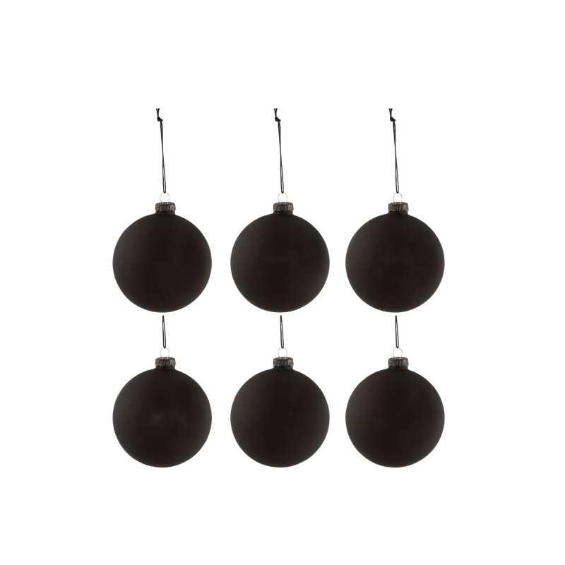 Boite de 6 boules de Noël en verre noir 8x8x8 cm