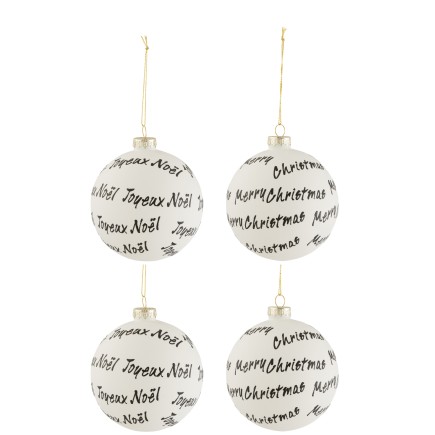 Boite de 4 boules de Noël en verre noir 10x10x10 cm