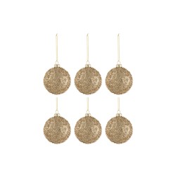 Boite de 6 boules de Noël en verre or 8x8x8 cm
