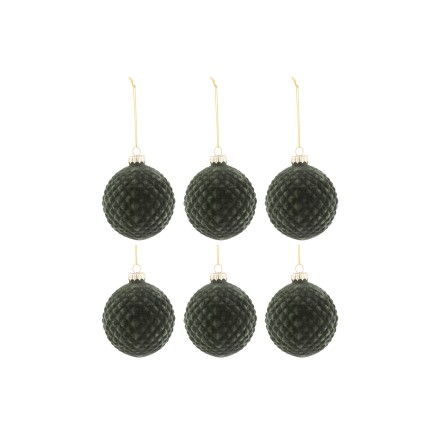 Boite de 6 boules de Noël en verre vert 8x8x8 cm