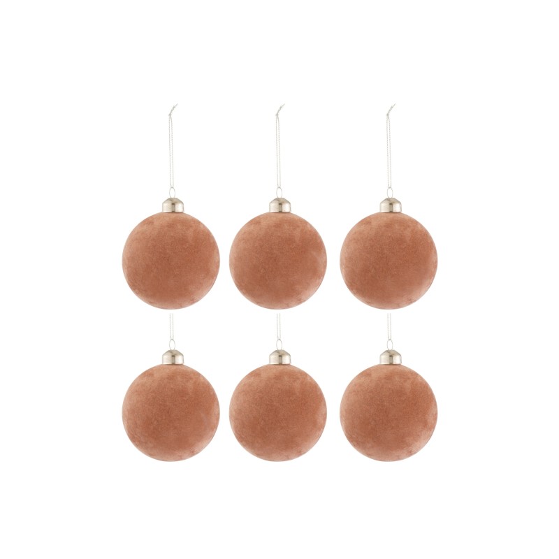 Boite de 6 boules de Noël en verre rose 8x8x8 cm Boite de 6 boules de Noël en verre rose 8x8x8 cm