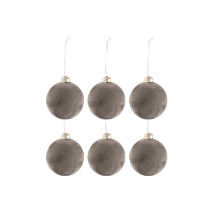 Caja de 6 bolas de Navidad de vidrio gris 8x8x8 cm