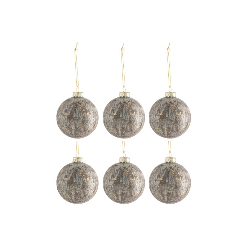 Boite de 6 boules de Noël en verre gris 8x8x8 cm