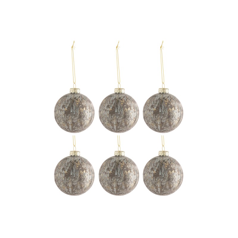 Confezione di 6 ornamenti natalizi in vetro grigio 8x8x8 cm