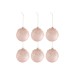 Confezione di 6 ornamenti natalizi in vetro rosa 8x8x8 cm