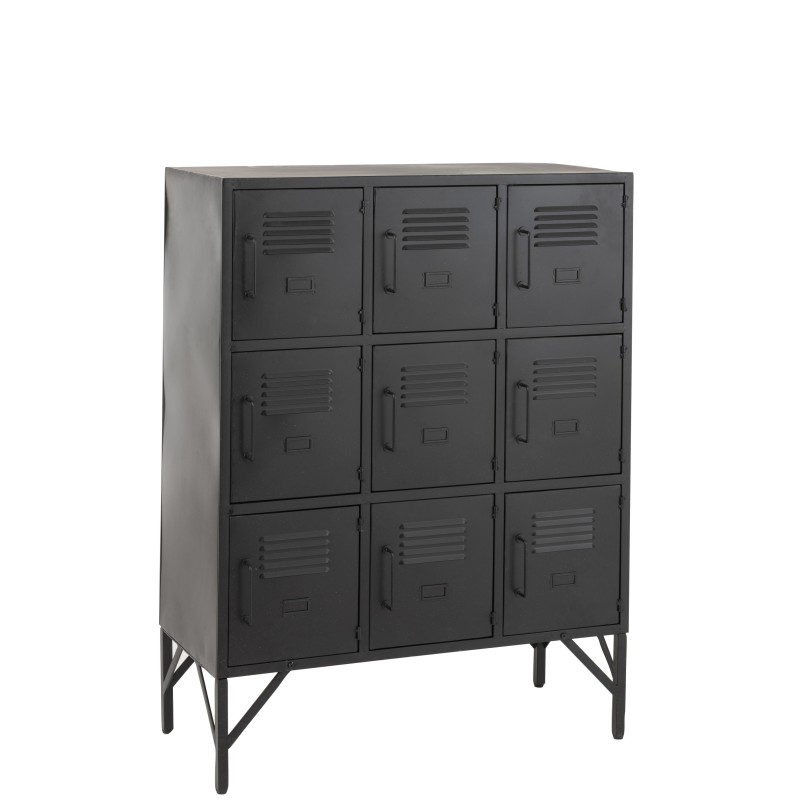 Armoire casier 9 portes en métal noir 86x41x113.5 cm