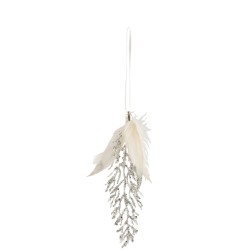 Suspension en plumes blanc 18x8x2 cm