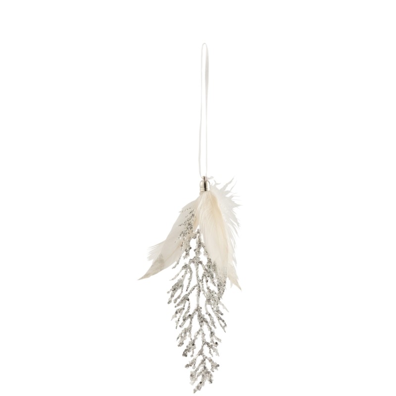 Suspension en plumes blanc 18x8x2 cm