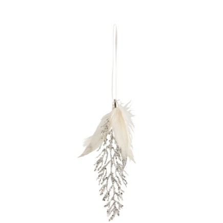 Suspensión de plumas blancas 18x8x2 cm