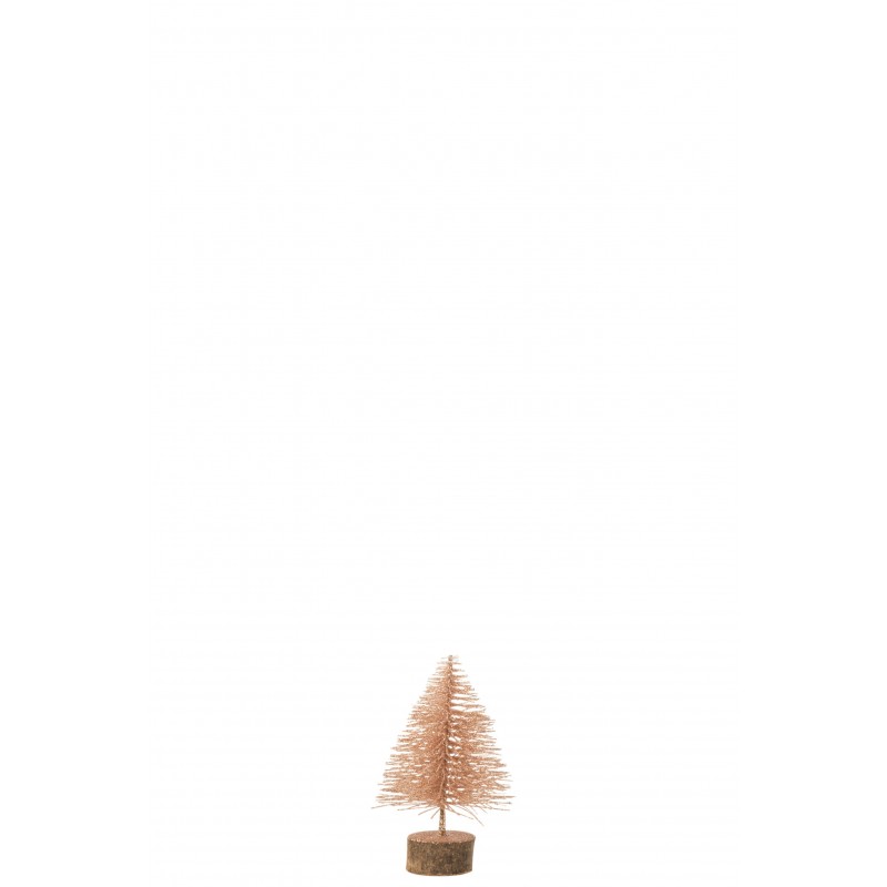 Sapin de Noël décoratif en plastique rose doré 10x10x15 cm