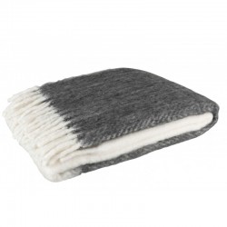 Plaid de acrílico y lana en blanco y negro de 190x136cm