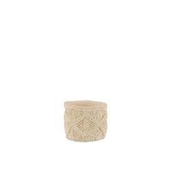 Cache-pot en ciment blanc 12x12x10 cm