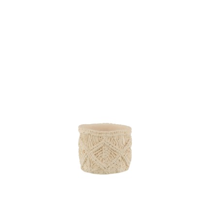 Cache-pot en ciment blanc 12x12x10 cm
