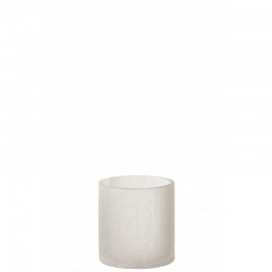 Photophore cylindrique en verre blanc 10x10x10 cm