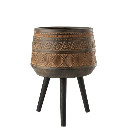 Vaso da fiori etico in plastica marrone 42x42x55 cm