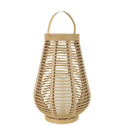 Lanterne Led en plastique beige 31x31x56 cm