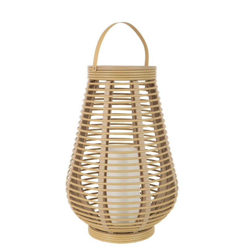 Lanterne Led en plastique beige 31x31x56 cm
