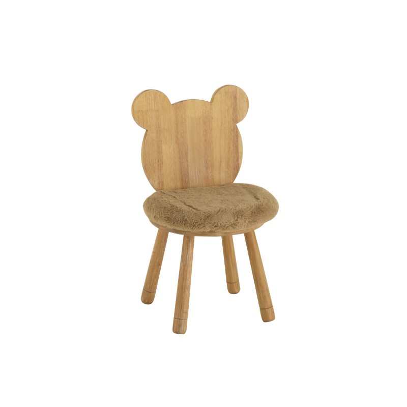 Silla infantil en forma de osito de madera beige de 37x30x63 cm