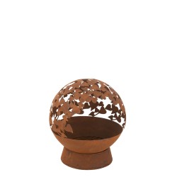 Brasero rond décoration coeur en métal marron 47x47x58 cm