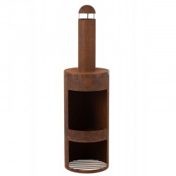 Horno de leña redondo de metal marrón de 37x37x148 cm