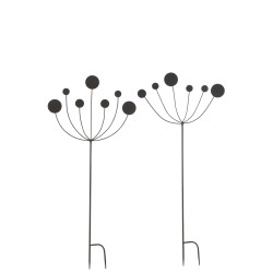 Lot de 2 décorations de jardin en métal noir 45x1x100 cm