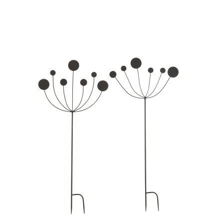 Lot de 2 décorations de jardin en métal noir 45x1x100 cm