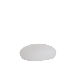 Lámpara LED exterior en forma de piedras de plástico blanco de 40x32x18 cm