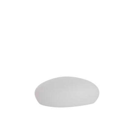 Lámpara LED exterior en forma de piedras de plástico blanco de 40x32x18 cm