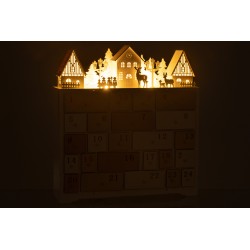 Calendrier de l'avent avec led en bois beige 37x40cm