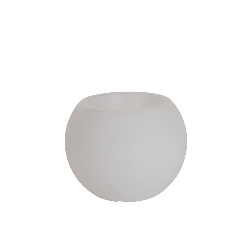 Lampe LED exterieur pot de fleur en plastique blanc 54x54x43 cm