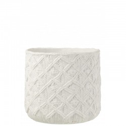 Cache pot avec motifs en ciment blanc 33x33x29 cm