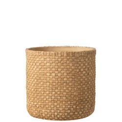 Cache pot avec motifs en ciment beige 27x27x25 cm