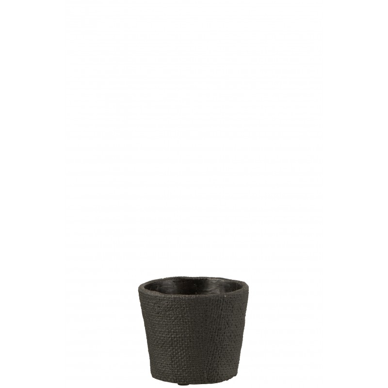 Cache pot avec motifs bistro en ciment noir 13x13x10 cm