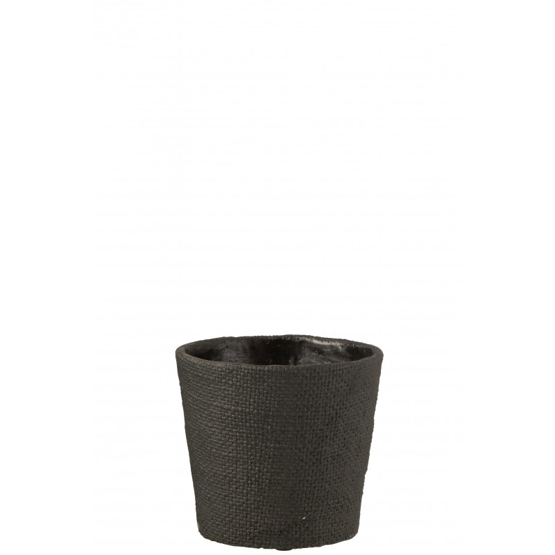 Cache pot avec motifs bistro en ciment noir 17x17x16 cm