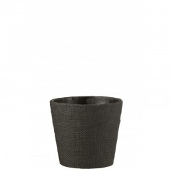 Cache pot avec motifs bistro en ciment noir 19x19x17 cm
