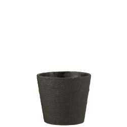 Cache pot avec motifs bistro en ciment noir 19x19x17 cm