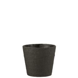 Vaso di fiori bistrot in cemento nero 19x19x17 cm
