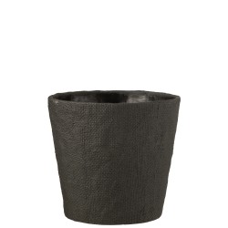 Cache pot avec motifs bistro en ciment noir 26x26x24 cm