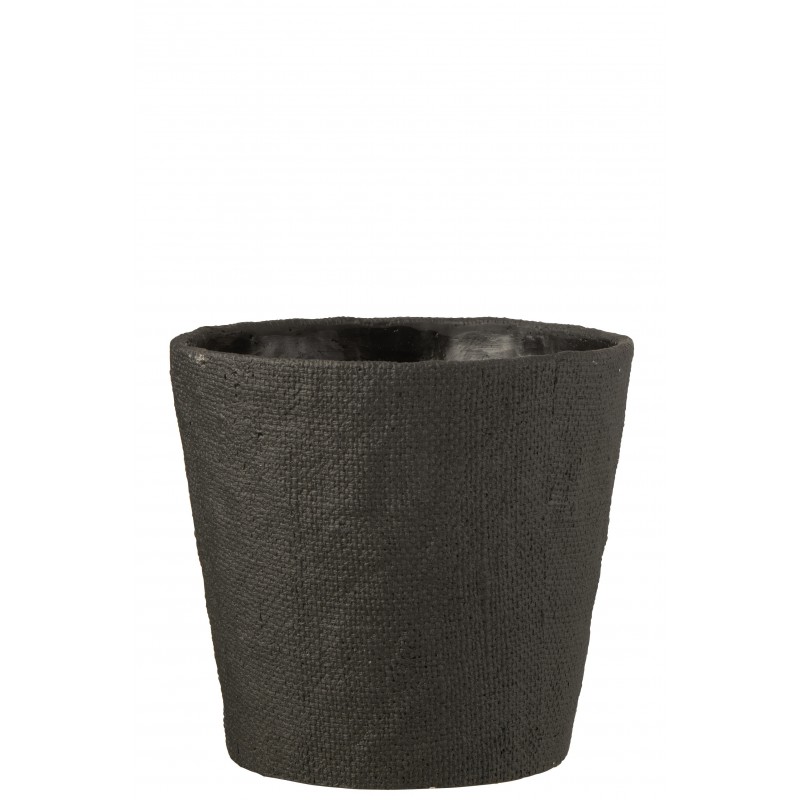 Cache pot avec motifs bistro en ciment noir 26x26x24 cm