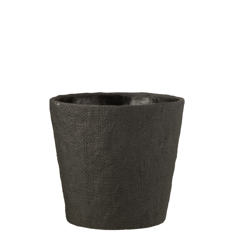 Cache pot avec motifs bistro en ciment noir 26x26x24 cm