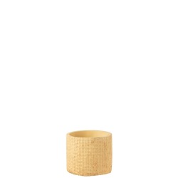 Cache pot avec motifs bistro en ciment beige 14x14x12 cm