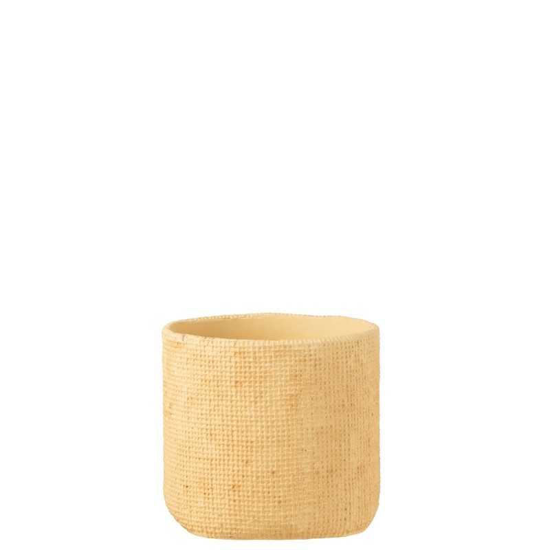 Cache pot avec motifs bistro en ciment beige 20x20x18 cm