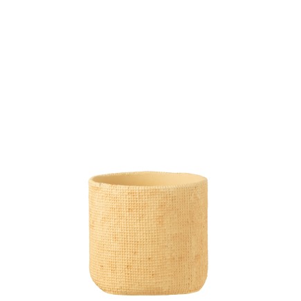 Vaso di fiori bistrot in cemento beige 20x20x18 cm