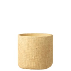 Cache pot avec motifs bistro en ciment beige 26x26x24 cm