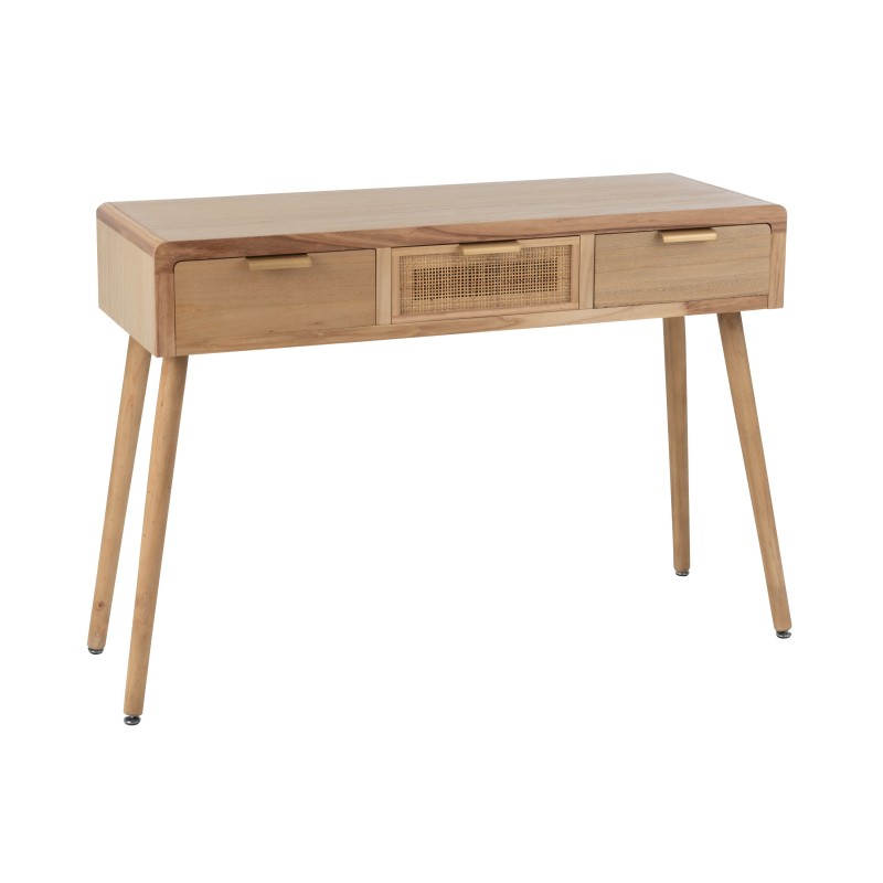 Console 3 tiroirs en bois naturel 118x41x78 cm