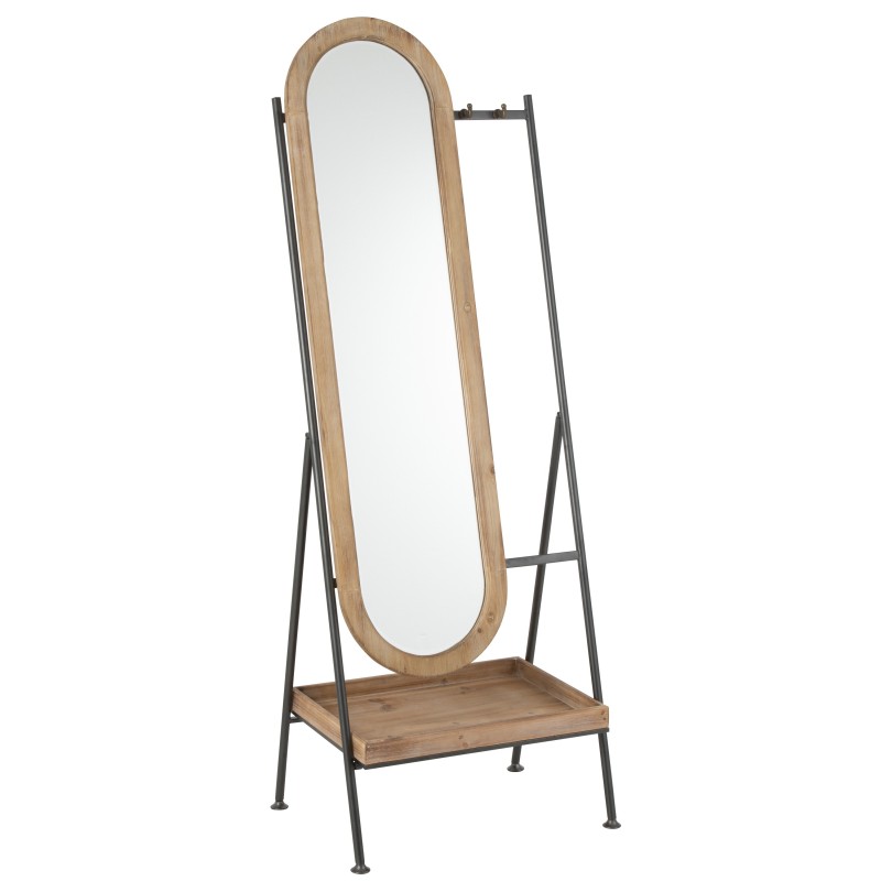 Miroir sur pied avec étagère en bois marron 60x40x170 cm Miroir sur pied avec étagère en bois marron 60x40x170 cm
