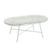 Mesa de centro exterior con tablero de vidrio y metal blanco de 90x50x36 cm