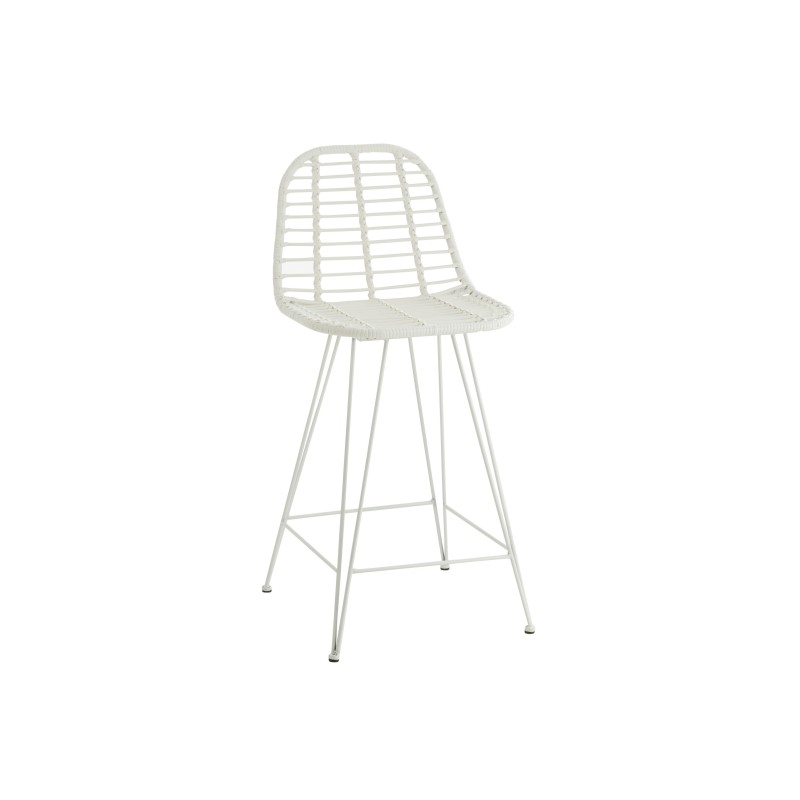 Silla de exterior de metal blanco de 57x51x110 cm